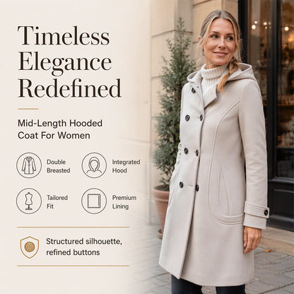 Women's Double-Breasted Hooded Pea Coat