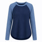 Women's Western Ranch Style Raglan Long Sleeve Knit Top with Textured Waffle Fabric and Curved Hem