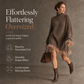 Oversized Mock Neck Knit Sweater Dress with Ruffle Tulle Trim