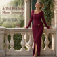 Women's Autumn Winter Solid Color Knit Texture Long Dress with Irregular Neckline