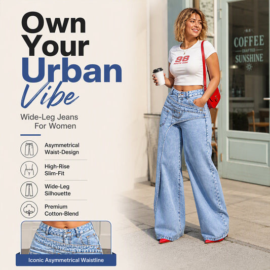 Women's Trendy Asymmetric Overlap Wide-Leg Jeans