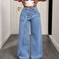 Women's Trendy Asymmetric Overlap Wide-Leg Jeans