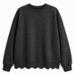 Women's Scalloped Hem Crew Neck Sweatshirt
