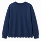 Women's Scalloped Hem Crew Neck Sweatshirt