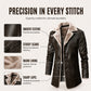 Men's Lapel Collar Plush-Lined Faux Leather Coat