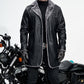 Men's Lapel Collar Plush-Lined Faux Leather Coat