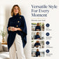 Women's Asymmetric Turtleneck Poncho Knit Sweater