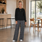 Women's Casual Crewneck Top & Printed Pants Set