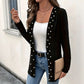 ☁️Cozy Knit, Versatile Cardigan🧶 Women's Pearl Beaded Knit Cardigan – Soft & Skin-Friendly, Open-Front Design ✨