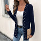 ☁️Cozy Knit, Versatile Cardigan🧶 Women's Pearl Beaded Knit Cardigan – Soft & Skin-Friendly, Open-Front Design ✨