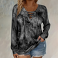 Women's Tie-Dye Printed Lace-Up V-Neck Top