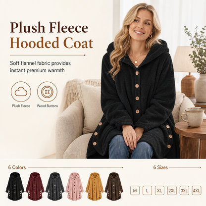Women's Winter Solid Color Asymmetrical Button Plush Fuzzy Fleece Coat