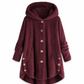 Women's Winter Solid Color Asymmetrical Button Plush Fuzzy Fleece Coat