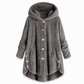 Women's Winter Solid Color Asymmetrical Button Plush Fuzzy Fleece Coat