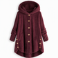 Women's Winter Solid Color Asymmetrical Button Plush Fuzzy Fleece Coat