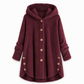Women's Winter Solid Color Asymmetrical Button Plush Fuzzy Fleece Coat