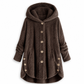 Women's Winter Solid Color Asymmetrical Button Plush Fuzzy Fleece Coat