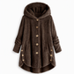 Women's Winter Solid Color Asymmetrical Button Plush Fuzzy Fleece Coat