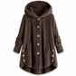 Women's Winter Solid Color Asymmetrical Button Plush Fuzzy Fleece Coat