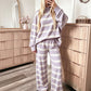 Women's Striped Mock Neck Top & Wide-Leg Pants Set