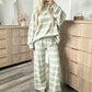 Women's Striped Mock Neck Top & Wide-Leg Pants Set