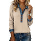 🔥Hot Sale-50% OFF🩵Women's Denim Collar Long Sleeve Patchwork Knit Top