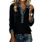 🔥Hot Sale-50% OFF🩵Women's Denim Collar Long Sleeve Patchwork Knit Top