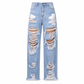 🌸Hot Sale 50% OFF💖Women's Distressed Ripped Straight Leg Denim Jeans