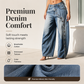 Women's Vintage Side Button Wide-Leg Jeans