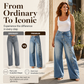 Women's Vintage Side Button Wide-Leg Jeans
