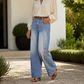 Women's Vintage Side Button Wide-Leg Jeans