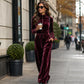 Women's Chic Stand Collar Velvet Jumpsuit