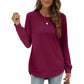 Women’s Solid High Low Hem Long-Sleeve Tops