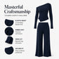 Women's Off-Shoulder Long Sleeve Top & Wide-Leg Pants Set
