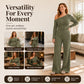 Women's Off-Shoulder Long Sleeve Top & Wide-Leg Pants Set