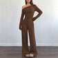 Women's Off-Shoulder Long Sleeve Top & Wide-Leg Pants Set