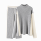 Women's Autumn Winter Color Block Knit 2-Piece Set Thickened Pullover Sweater and Skirt