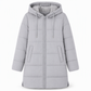 Slim Fit Long Hooded Padded Coat Solid Color Winter with Pockets