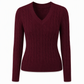 Women's V-Neck Cable Knit Sweater Long Sleeve Soft Warm Knitted Pullover