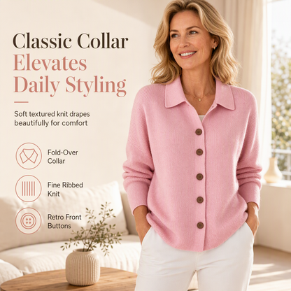 Womens Casual Solid Color Knit Lapel Collar Cardigan Sweater Button Down Fall Winter Outerwear