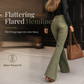 Women's Olive Green High-Waisted Multi-Button Flare Jeans with Vertical Front Seams
