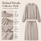 Women's Long-Sleeve Top & Drawstring Midi Skirt 2-Piece Set