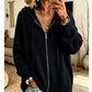 Women's Loose Zip-Up Hooded Knit Cardigan