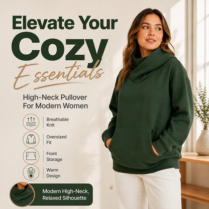 Women's Casual Cowl Neck Hooded Sweatshirt