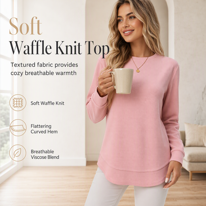 Women's Casual Loose Waffle Knit Top