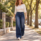Women's High Waist Thermal Wide-Leg Jeans