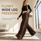 Women's Casual Sports Wide Leg Pants with Elastic Waist and Contrast Color