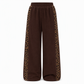 Women's Casual Sports Wide Leg Pants with Elastic Waist and Contrast Color