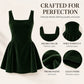 Women's Square Neck Velvet Sleeveless Dress