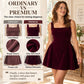 Women's Square Neck Velvet Sleeveless Dress